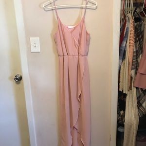 Blush pink silk dress